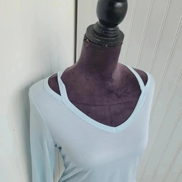 Time and Tru Women Top Light Blue Long Sleeve Modal Poly Pullover Shirt S (4-6) - Picture 7 of 11